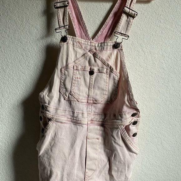 Faherty MECHANIC PINK ACID WASH RETRO ORGANIC COTTON DENIM SHORT OVERALL XS - Picture 5 of 14